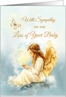  Infant Loss Sympathy Angel with Candle and Butterfly in Watercolor card