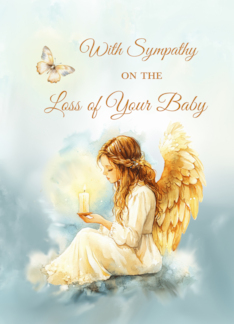 &#8232;Infant Loss Sympathy Angel with Candle and Butterfly in Watercolor