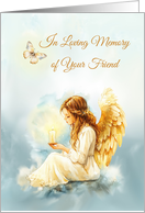  Loss of Friend Sympathy Angel with Candle and Butterfly in Watercolor card
