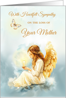 Loss of Mother Sympathy Angel with Candle and Butterfly in Watercolor card
