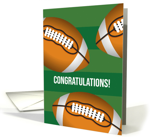  Congratulations Football with Green Field and Balls card