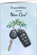  Congratulations New Car Green Leaves and Branches card