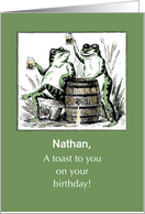 Custom Name Birthday Frogs with Beer card