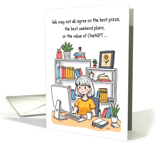 Funny Office Birthday Card with AI Humor and Cartoon... (1945782)