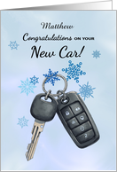  Custom Name Congratulations New Car Winter Snowflakes card