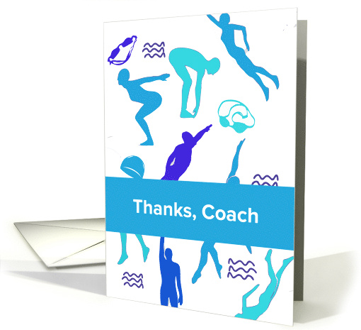 Swim Coach Thank You from Athlete with Swimming Silhouette Design card