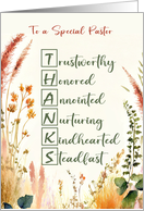 Pastor Appreciation Day Acrostic Words with Wildflowers card
