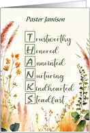 Pastor Clergy Appreciation Day Custom Name Thanks in Words Wildflowers card