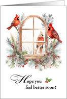 Get Well Cardinal Birds in Winter Window card