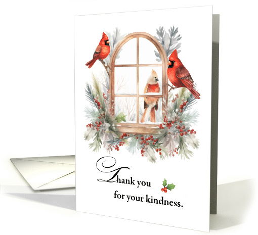 Thank You Cardinal Birds in Winter Window card (1946792)