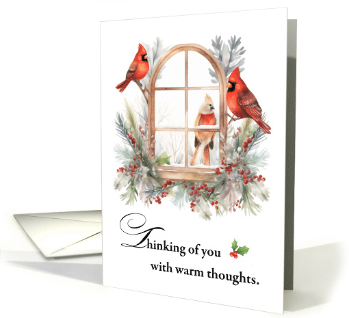 Thinking of You Cardinal Birds in Winter Window card (1946794)
