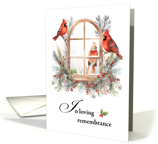 Christmas In Remembrance Cardinal Birds in Winter Window card