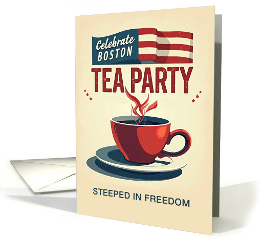  Boston Tea Party Day Bold Red Cup with American Banner card