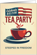  Boston Tea Party Day Bold Red Cup with American Banner card