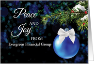 Business From Financial Services Custom Name Holidays Blue Ornament card