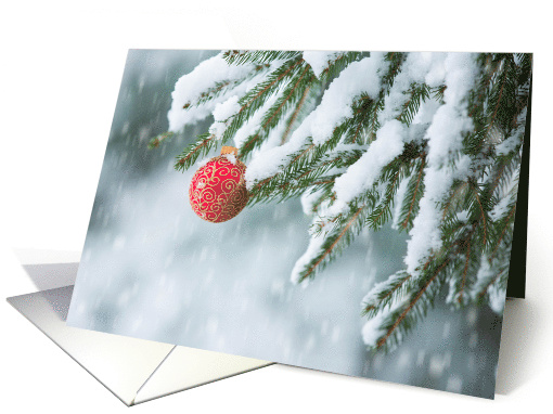 Merry Christmas Red Ornament in the Snow card (1661510)