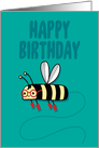 Happy Birthday from a Cute Buzzing Bumble Bee with Glasses card