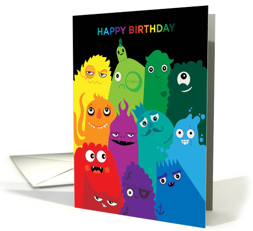 Colorful Monsters Wishing Happy Birthday card (1594860)