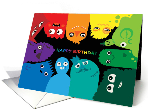 Happy Birthday from some Colorful Monsters Blank card (1594862)