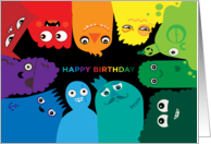 Happy Birthday from some Colorful Monsters Blank card