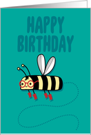 Happy Birthday from a Cute Buzzing Bumble Bee with Glasses card