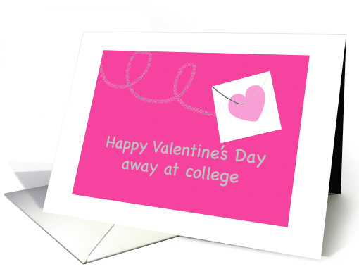 Away at College Happy Valentines Cute Whimsical Pink Heart card