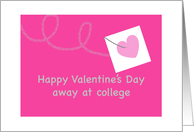 Away at College Happy Valentines Cute Whimsical Pink Heart card