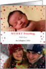 Two Photo Confetti Circles Merry Everything with Any Name Year Holiday card