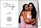 1 Photo Holiday Hugs XO with a Pretty Snowflake and Any Name and Year card