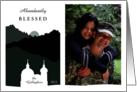 Abundantly Blessed Mountains Church and Moon One Photo Travel Holiday card