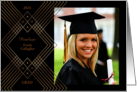 Faux Gold Foil Look Single Photo Geometric Graduation Announcement card