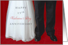 Happy Valentine’s Day Anniversary with Bride and Groom Outfits and Red card