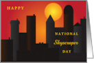 Happy National Skyscrapers Day September 3 with Sunset Cite Buildings card