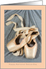 Happy National Dance Day September 19 with Pointe Shoes and Costume card