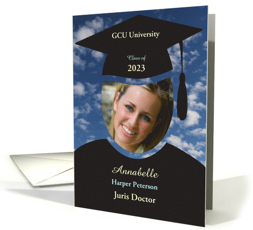 Congrats on Your Law Degree Graduation with Photo, Cap and Tassel card