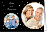 Special Anniversary Two Photo Then and Now Silver and Gold Stars card