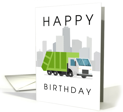 Happy Birthday with Garbage Truck and City Skyline card (1667142)