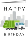 Happy Birthday with Garbage Truck and City Skyline card