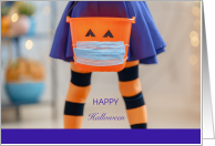 Happy Halloween Niece with Witch and Masked Orange Pumpkin Pail card