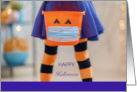 Happy Halloween Niece with Witch and Masked Orange Pumpkin Pail card