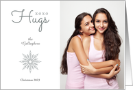 1 Photo Holiday Hugs XO with a Pretty Snowflake and Any Name and Year card