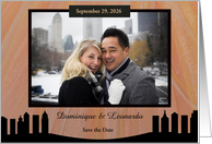 Single Photo Peach Tulle City Save the Date Wedding Announcement card