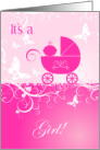 Pink It’s a Girl 1st Granddaughter Congrats Illusatrated card