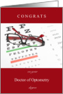 Doctor of Optometry Congrats with Glasses and Eye Chart card