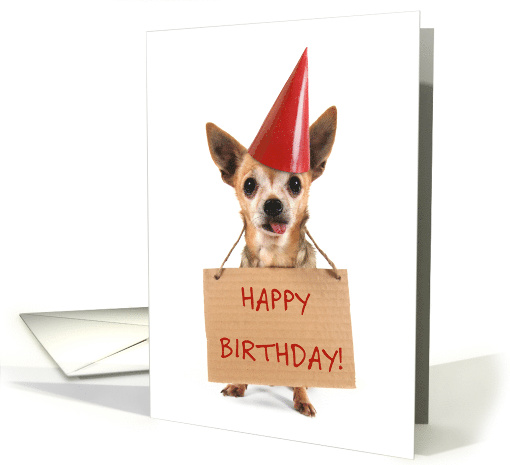 Happy Birthday Puppy Dog with Red Party Hat and Sign card (1739254)