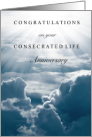 Consecrated Life Anniversary Congrats with God Beams Clouds card