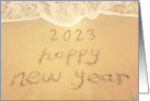 Beach Waves Sand Happy New Year card