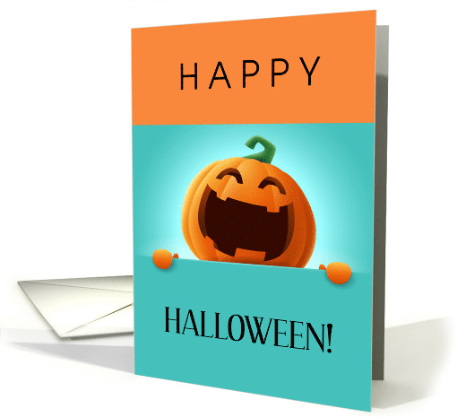 Orange and Teal Happy Allergy Friendly Halloween with Pumpkin card