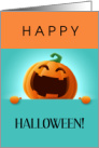 Orange and Teal Happy Allergy Friendly Halloween with Pumpkin card