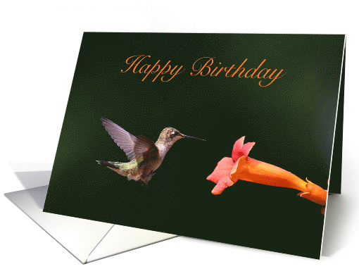 Happy Birthday Mom with Hummingbird and Orange Flower card (1741990)